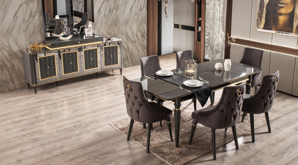 Kodu: 12492 - Chesterfield Elegance Dining Room Table Chairs Set