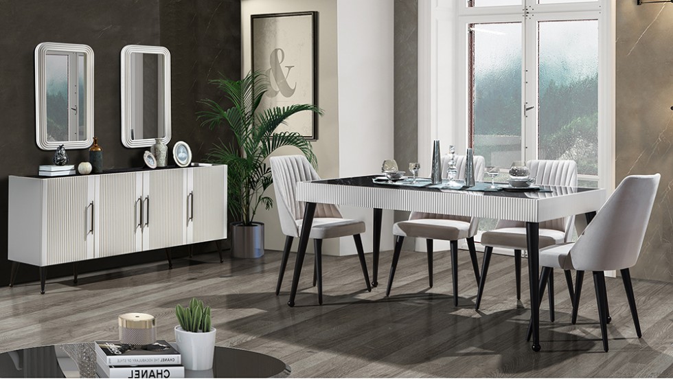 Kodu: 12479 - Modern Luxury Dining Room Table Chairs Set