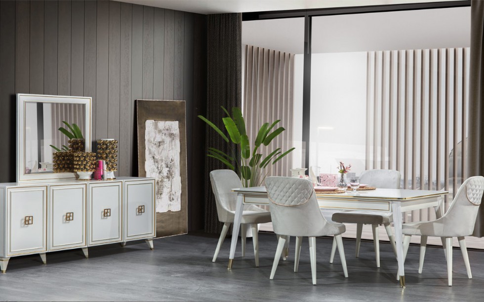 Kodu: 12481 - Modern Luxury Dining Room Table Chairs Set