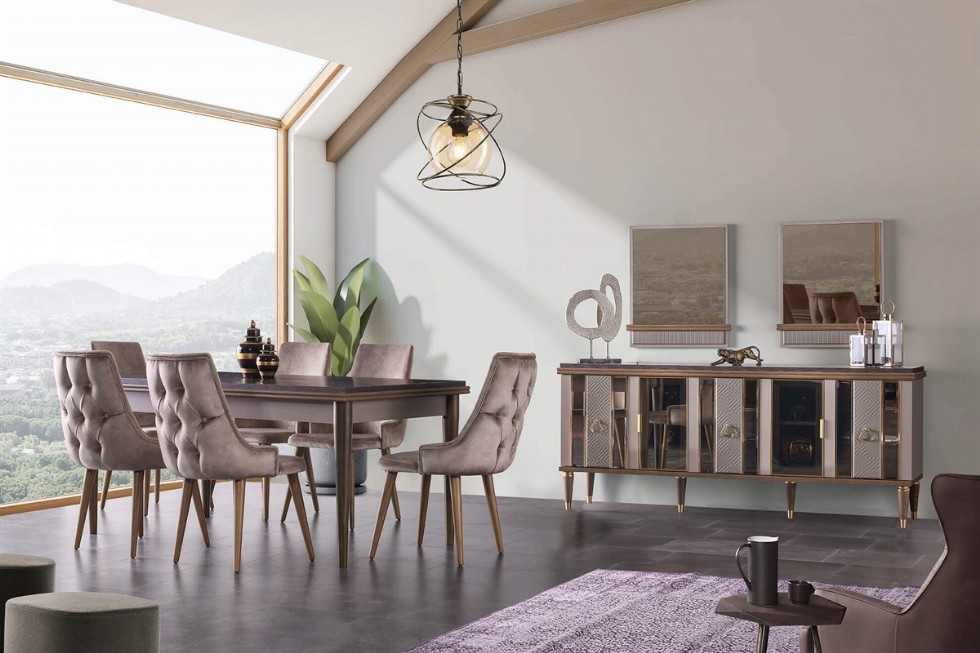 Kodu: 12482 - Modern Luxury Dining Room Table Chairs Set