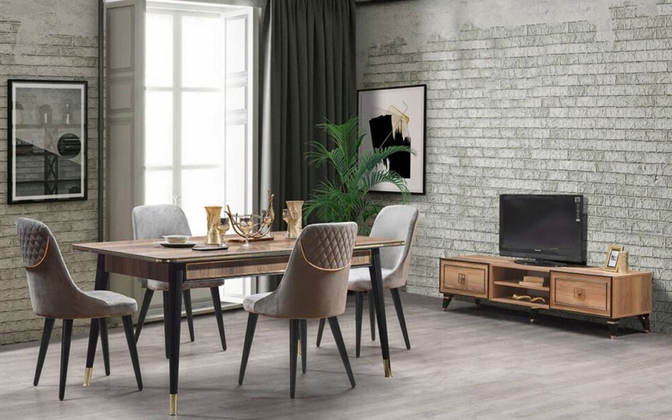 Kodu: 12483 - Modern Luxury Dining Room Table Chairs Set