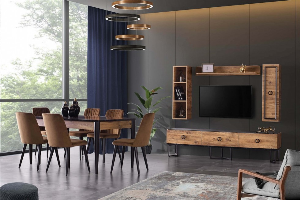 Kodu: 12484 - Modern Luxury Dining Room Table Chairs Set