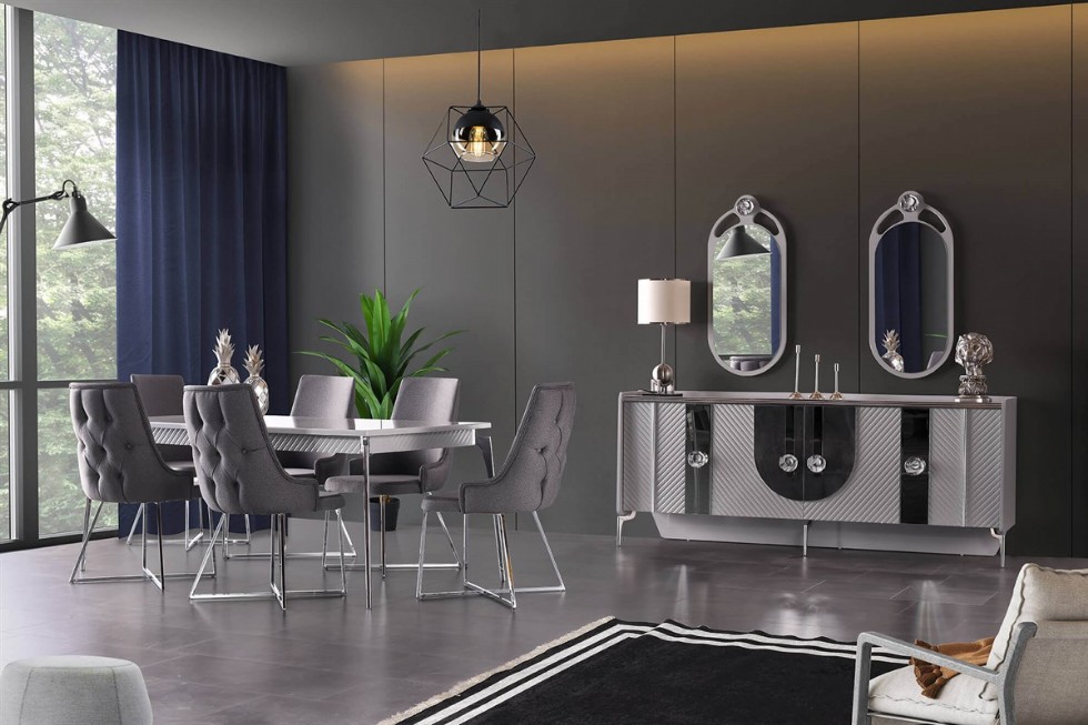 Kodu: 12485 - Modern Luxury Dining Room Table Chairs Set