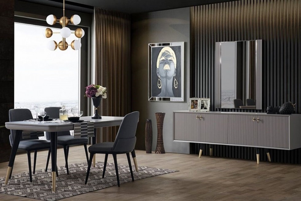 Kodu: 12486 - Modern Luxury Dining Room Table Chairs Set