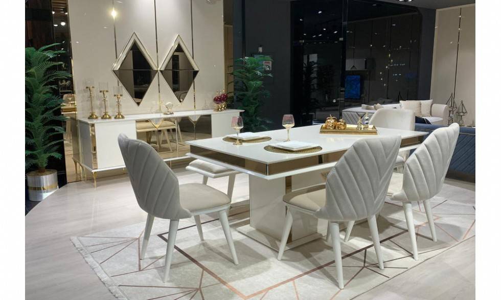The Ultimate Gathering Place: Spacious And Stylish Dining Table And Chair Set